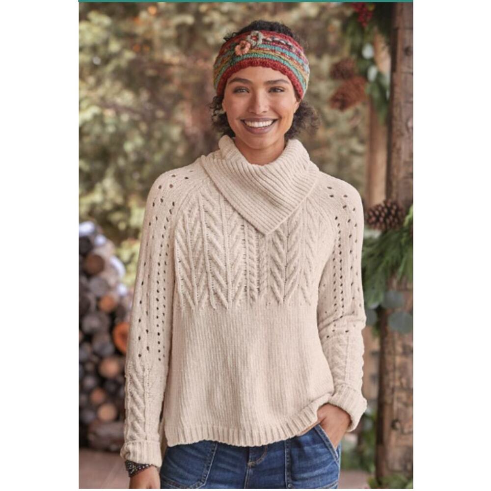 Sundance Charming Chalet Cream Ivory Chenille Sweater Small